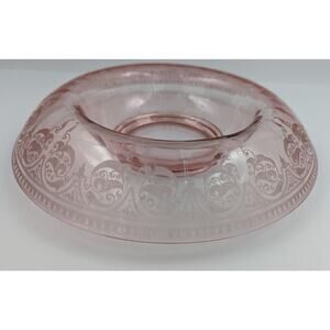 Rare Cambridge Pink Glass Etch 704 Windows Border Rolled Edge Console Bowl 11.5"